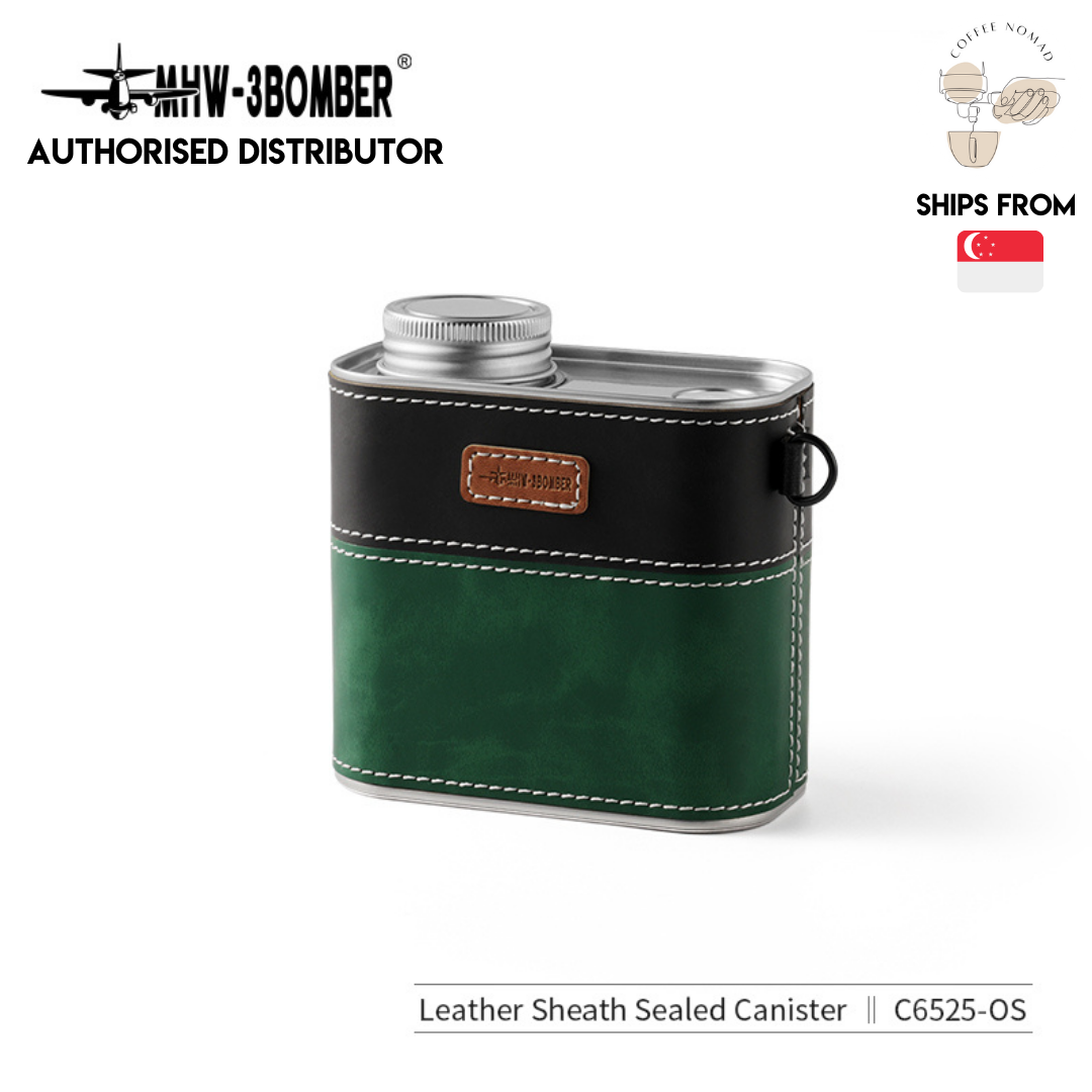 MHW-3BOMBER 600 ml Leather Sheath Sealed Coffee Bean Canister