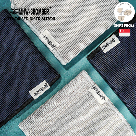 MHW-3BOMBER Four Coffee Barista Cleaning Towels Set (2 Grey + 2 Dark Blue)