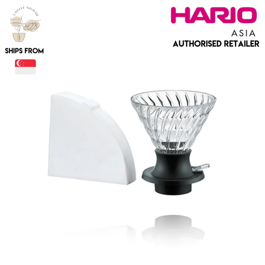 HARIO Switch Size 03 - Black, clear dripper with black base and paper filters